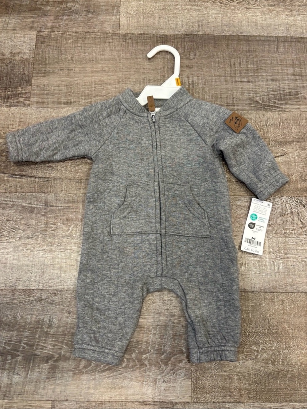 Carter's Gray Quilted Zip One-Piece Romper